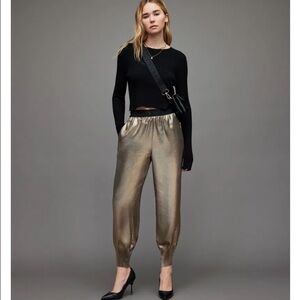 NWT • All Saints “Nala” Metallic Gold Joggers
